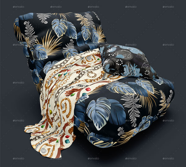Armchair & Fabric Pillow Mockup