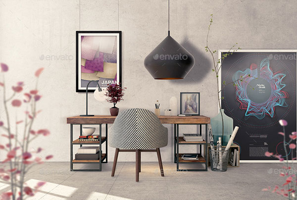 Art Wall Mockups - Office Interior Art Work Desk