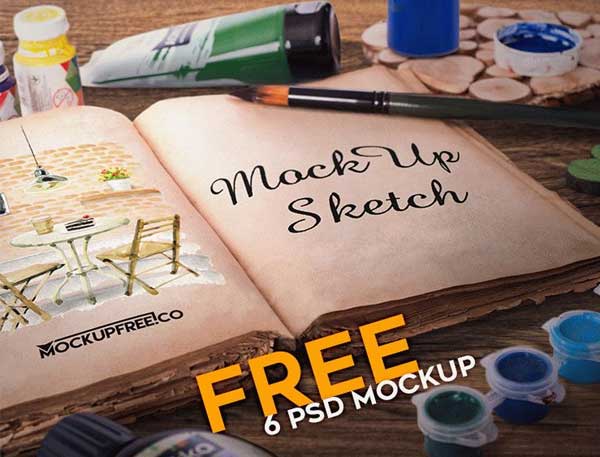 Artist Sketch Book – 6 Free PSD Mockups
