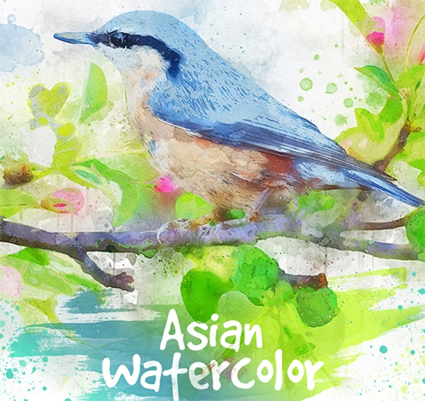 Asian Watercolor Photoshop Action