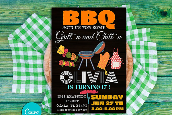 BBQ Invitation Flyer Template