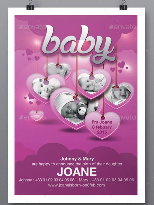 Baby Birth Announcement Event Flyer