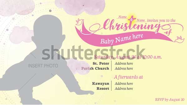 Baby Girl Baptism Invitation Card