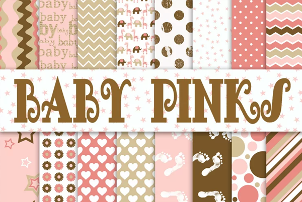 Baby Girl Digital Paper and Pinks Patterns