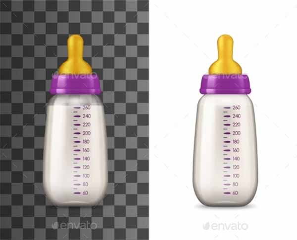 Baby Milk Bottle 3d Mockup Template