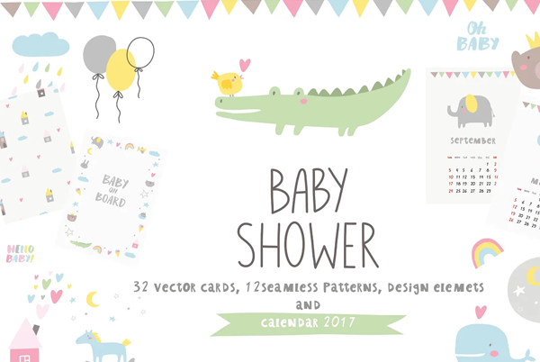 Baby Shower invite Pattern Calendar