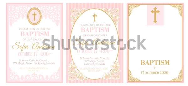 Baptism Vintage invitation Template