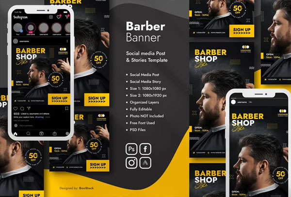 Barber Social Media Banner Template