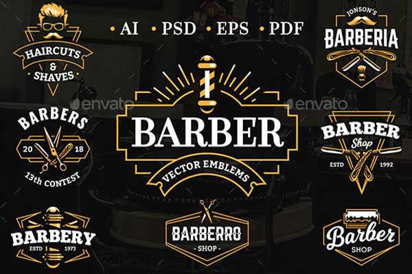 Barber Emblems Logo Templates