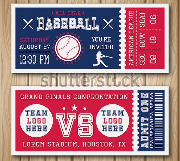 Baseball Blue Red Tickets