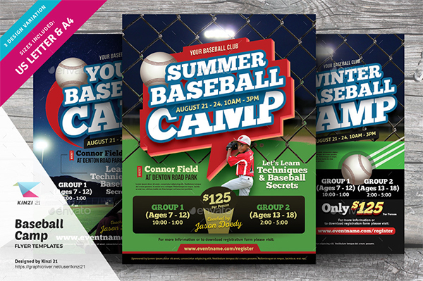 Baseball Camp Flyer Templates