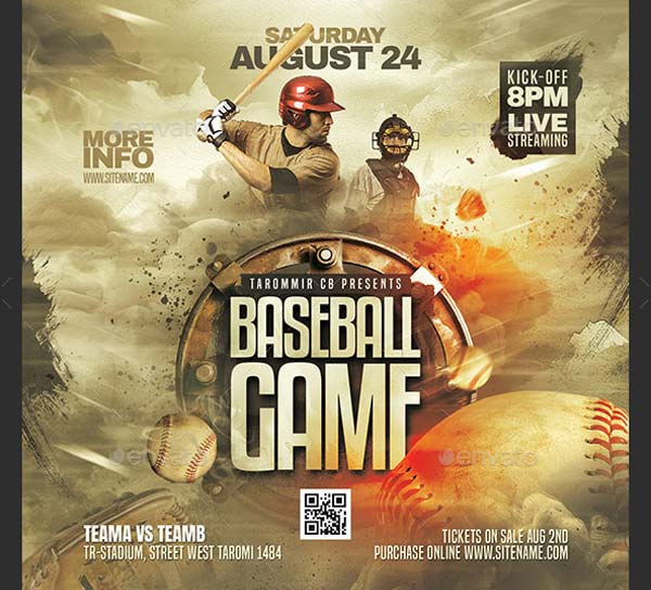 Baseball Game Flyer Printable Template Download
