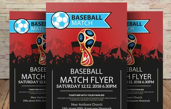 Baseball Match Design Flyer Template