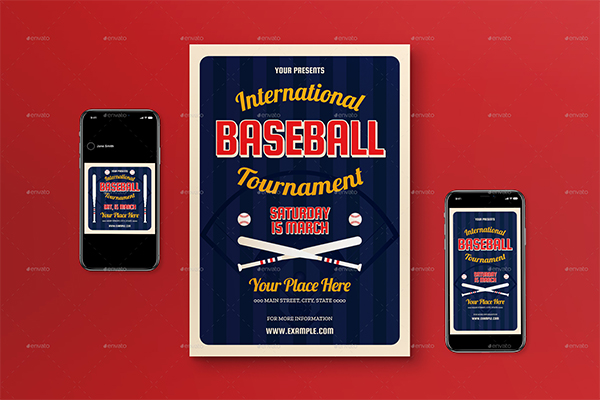 Baseball Tournament Flyer PSD Set