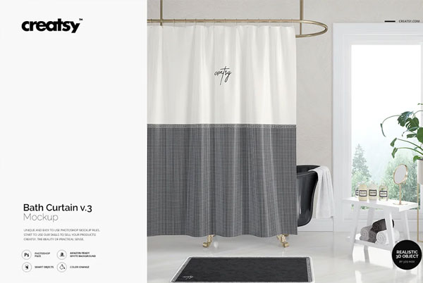 Bath Curtain Mockup Template