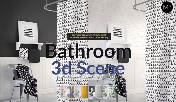 Bathroom 3D Scene Mockups Set