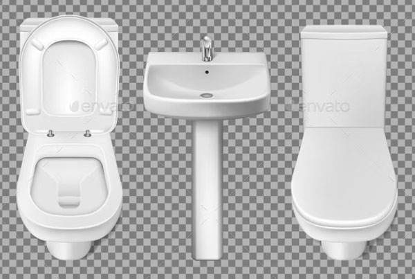 Bathroom Interior Toilet And Washbasin Mockup