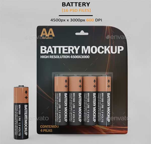 AA Battery Pack Mockup Template