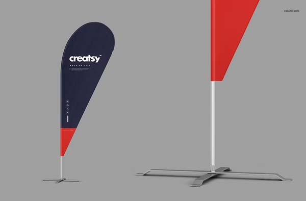 Beach Flag Stand Mockup Set