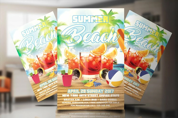 Beach Party Flyer Background Template