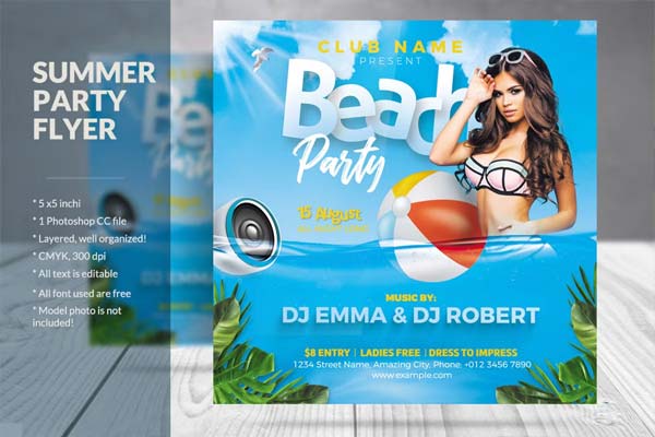 Beach Party Flyer Design