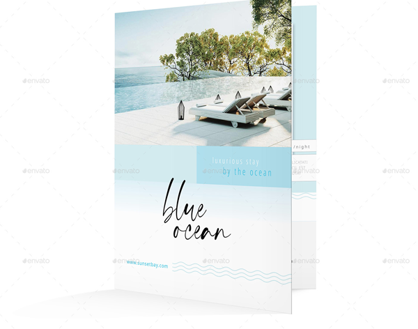 Beach Resort Bifold Brochure Template