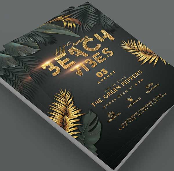 Beach Vibes Night Party Flyer Templates