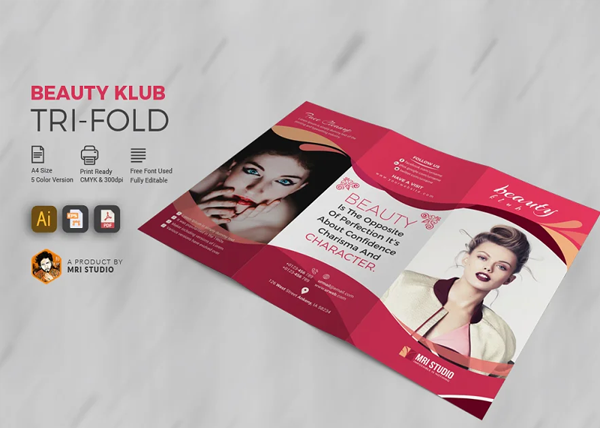Beauty Club Salon Tri-Fold Brochure