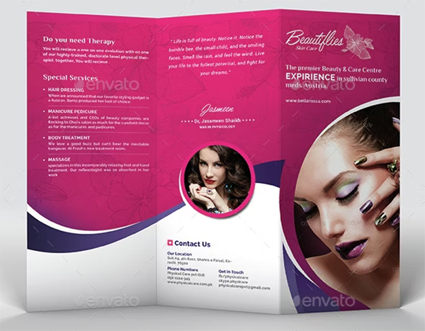 Beauty Salon Trifold Brochure Template