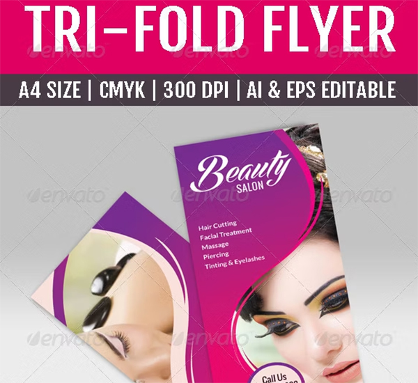 Beauty Saloon & Spa Tri-fold Brochure Design