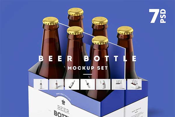 Beer Bottle Ad Mockup Set