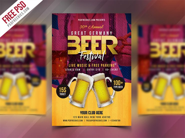 Beer Festival Flyer Free PSD Template