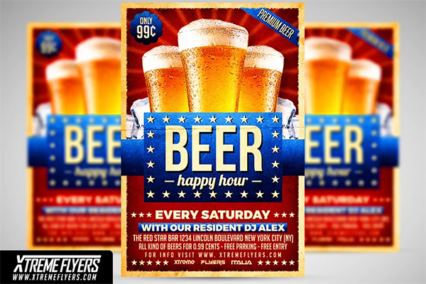 Beer Happy Hour Flyer Template