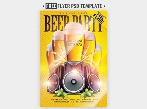 Beer party Free Flyer PSD Design Template