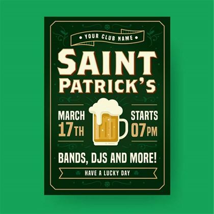 Beer Patrick's Day Party Free Vector Template