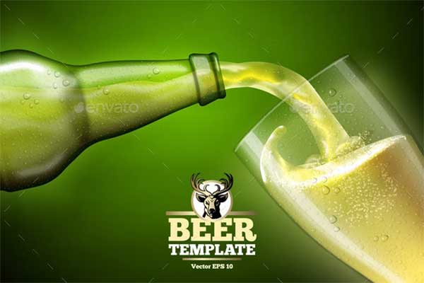 Beer Pouring Beer Bottle Ad Mockup