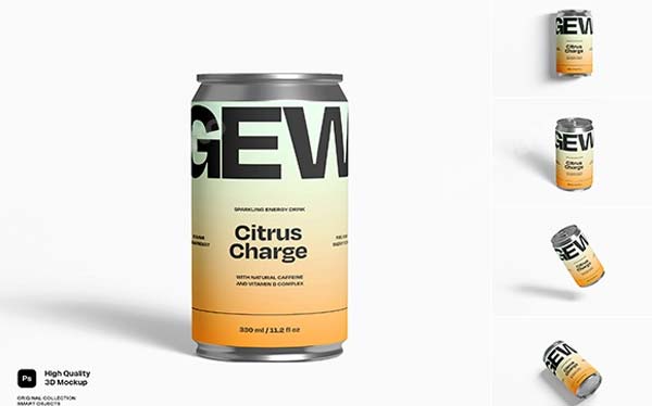 Beer or Soda Can Mockup Template