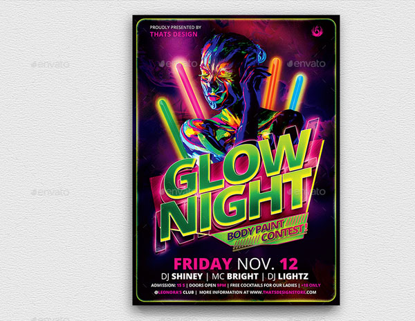 Best Glow Night Flyer Template