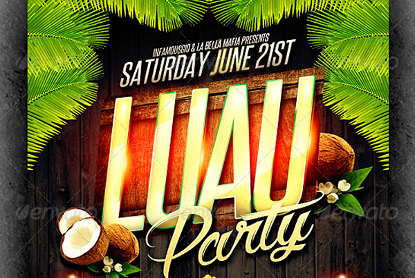 Best Luau Party Flyer Template