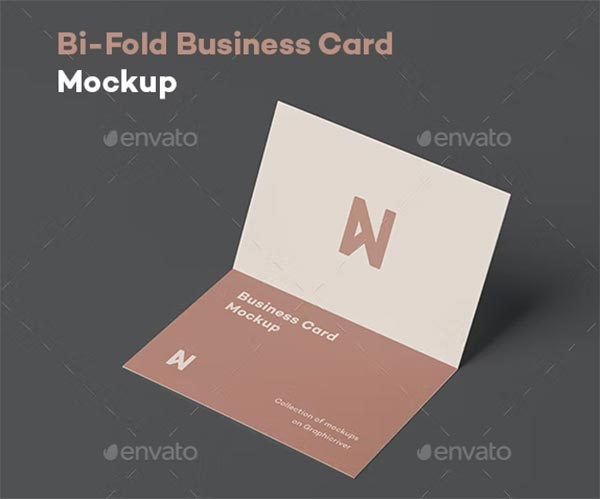 Bi-Fold Folded Business Card Mock-up