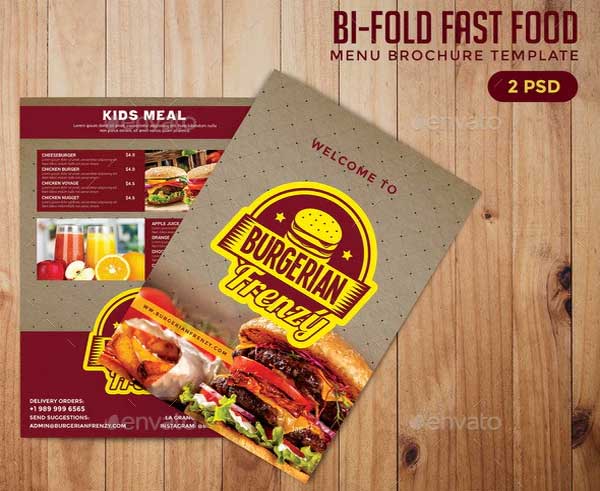 Bifold Fast Food Menu Brochure Template