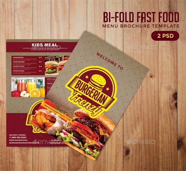 Bifold Fast Food Menu Brochure Template