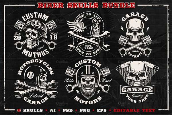 Biker Skull Photoshop Action Templates
