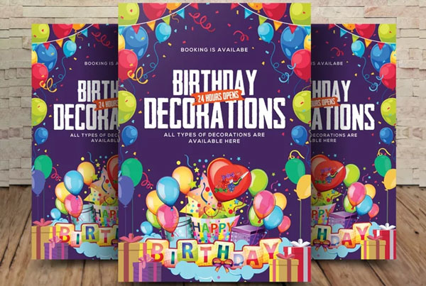 Birthday Decorations Flyer Template