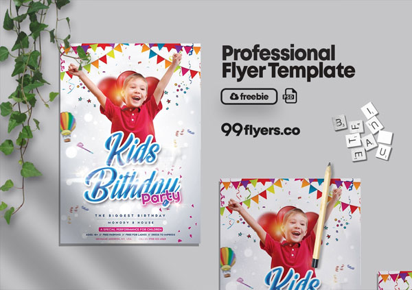 Birthday Kids Event Free PSD Flyer Template