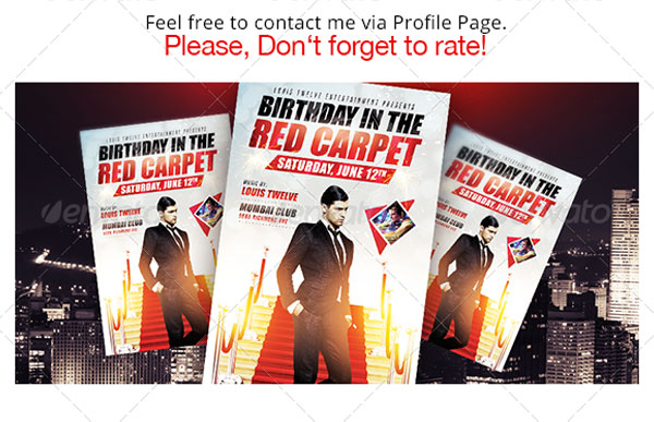 Birthday Red Carpet Flyer Template