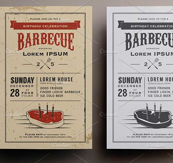 Birthday steak Barbeque Flyer Templates