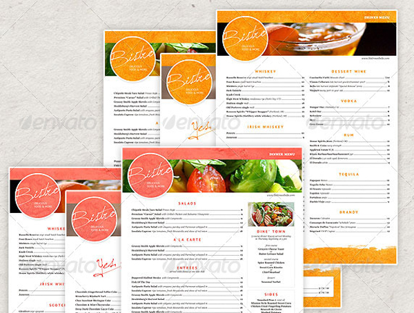 Bistro Printable Menu Designs