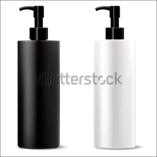 Black And White Shampoo Pump Bottles Mockup Set