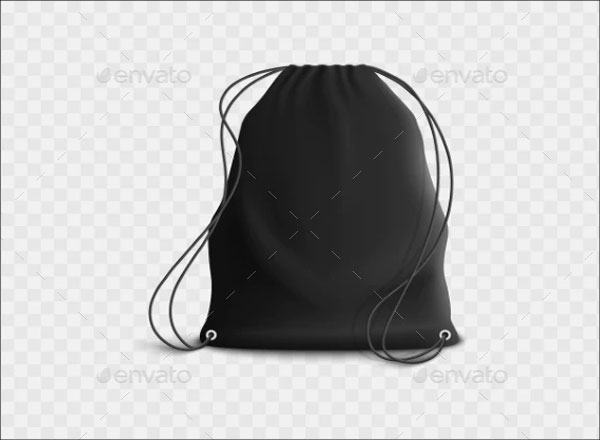 Black Backpack with Drawstring Mockup